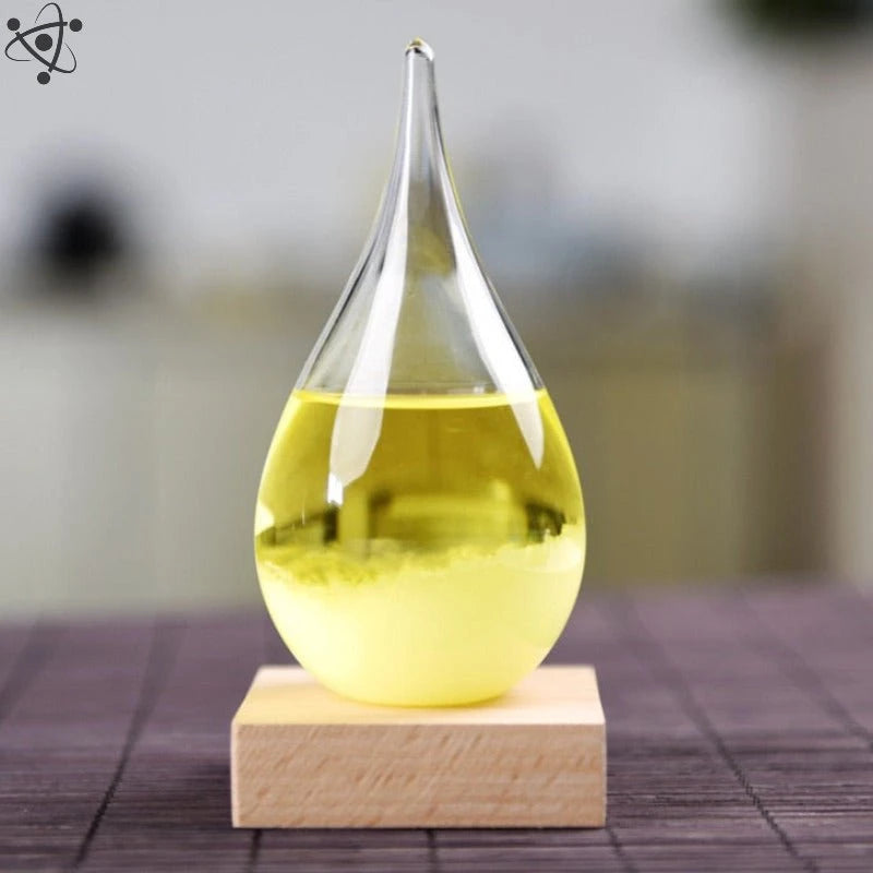 Crystal Water Drop Storm Glass with Wood Base Science Decor