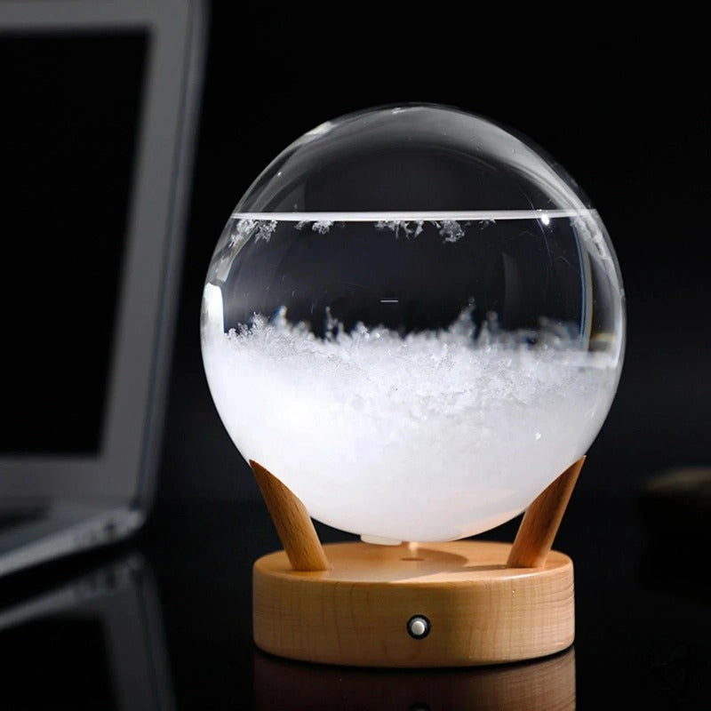 Metal Station Crystal Barometer Science Decor