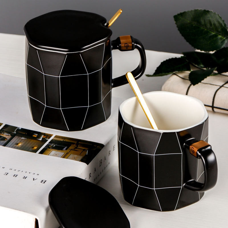 Rhomboid Lattice Grain Coffee Mug Science Decor