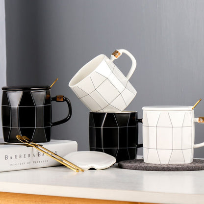 Rhomboid Lattice Grain Coffee Mug Science Decor