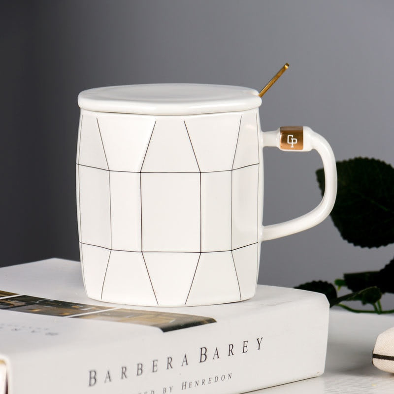 Rhomboid Lattice Grain Coffee Mug Science Decor
