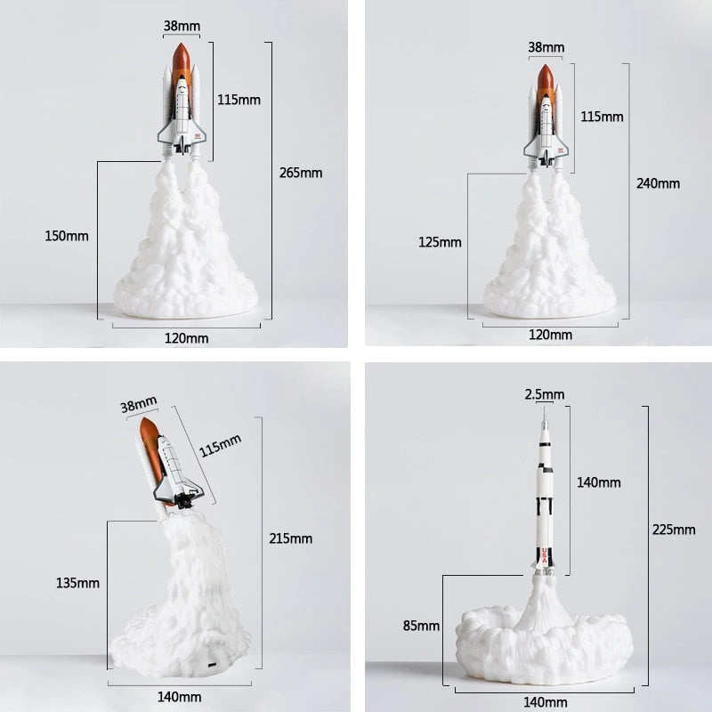 Rocket Table Lamp Science Decor