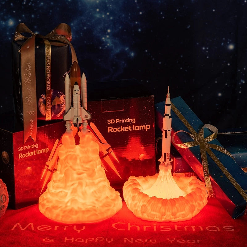 Rocket Table Lamp Science Decor