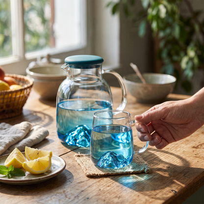 Borosilicate Glass Carafe and Drinking Glass Set - 2 Glass